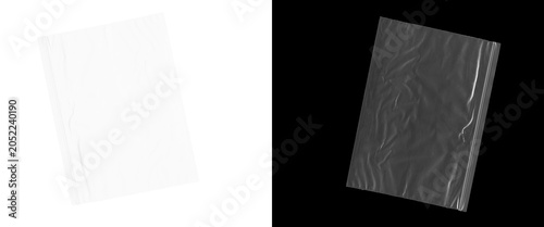 Tableau sur toile Crumpled plastic texture overlay, transparent wrinkled cellophane wrap on black