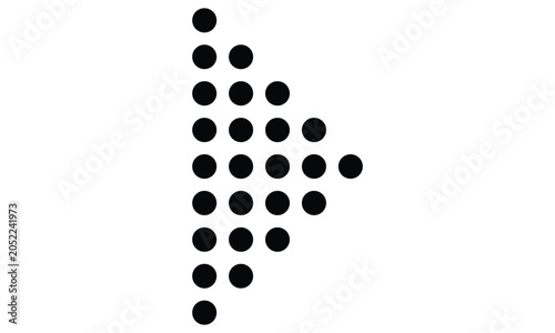 Abstract arrow shape made of black dots isolated on white background