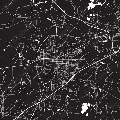 Obraz na plátně Auburn Alabama Vector Map, Detailed City Street Map Black and White Minimalist L