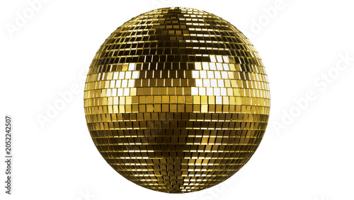 Fotografie Golden disco ball with reflective square mirrors
