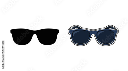 Bild auf Leinwand Sunglasses Illustration Black And Blue Toned Vector Graphic