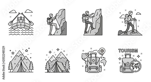 Schilderij op canvas Travel tourism icons set illustration.