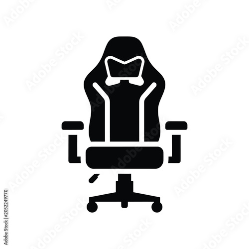 Obraz na płótnie Minimalist black of an ergonomic gaming chair with a headrest and armrests on a