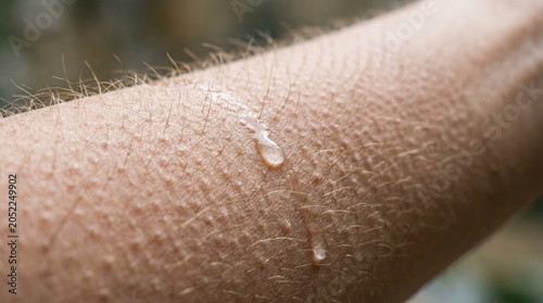 Authentic macro shot of human skin texture with goosebumps