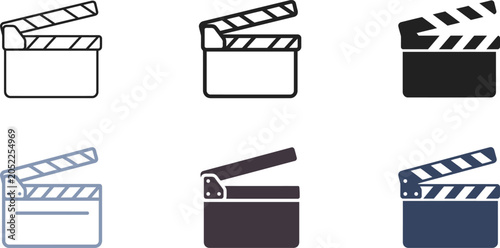 Quadro em tela Collection of six different film clapperboards