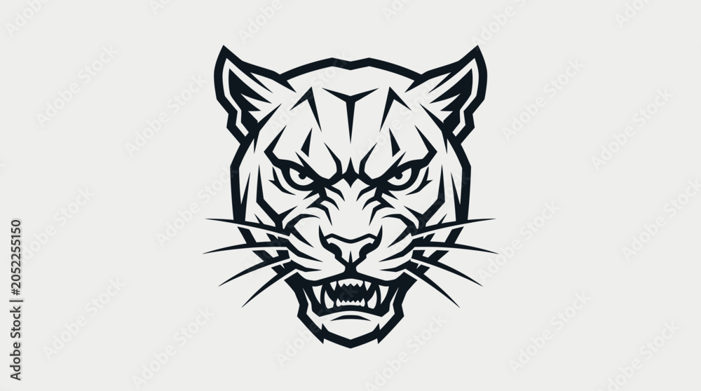 Fototapeta premium Black Panther Head Illustration.