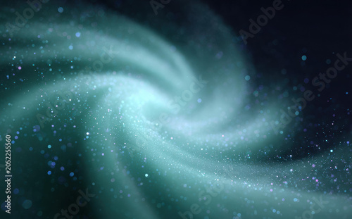 Abstract swirling vortex of light blue particles, cosmic energy, dynamic motion, ethereal, futuristic, tranquil mood