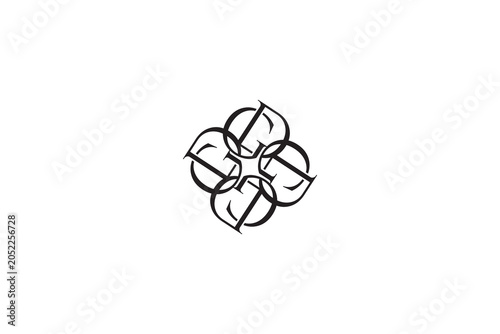 Billede på lærred Luxury G letter monogram pattern logo design vector, elegant four symmetry vinta