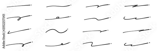 手書きのアンダーラインセット サインペンで引いたような線とドット付きのおしゃれな黒色のあしらい