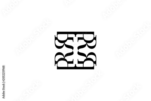 Luxury R letter monogram pattern logo design vector, elegant square symmetry heraldic crest emblem