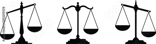 Bild auf Leinwand Scales of justice legal icons, law court equality system equilibrium badges, bla