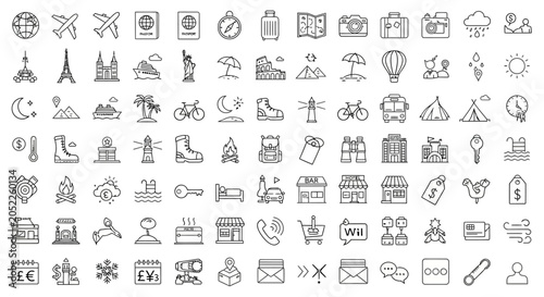 Foto Various icons on a white background.