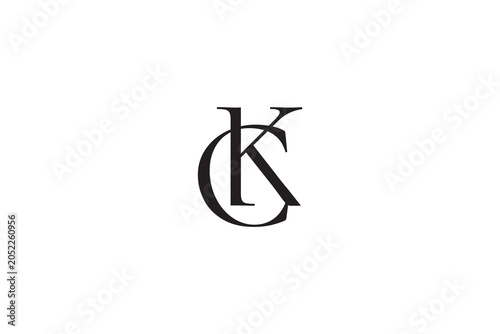 Minimalist Letters CK KC Monogram Logo; Luxury Letter C K Initials Vector Crest Brand Identity