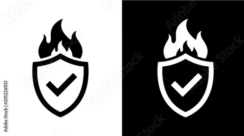 Foto Fire Shield Icon Representing Protection, Safety, and Security Under Pressure