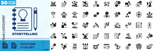 Foto Storytelling Duotone Editable Icons set
