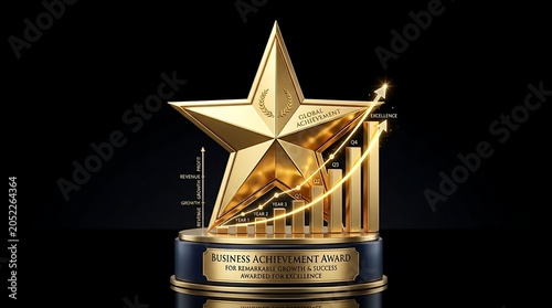Golden Star Award with Financial Growth Elements on Dark Background