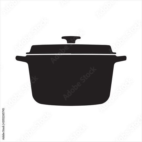 Schilderij op canvas Silhouette dutch oven cooking pot kitchenware vector illustration