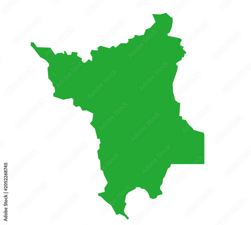 Fototapeta premium Roraima state map with all municipalities in solid green color