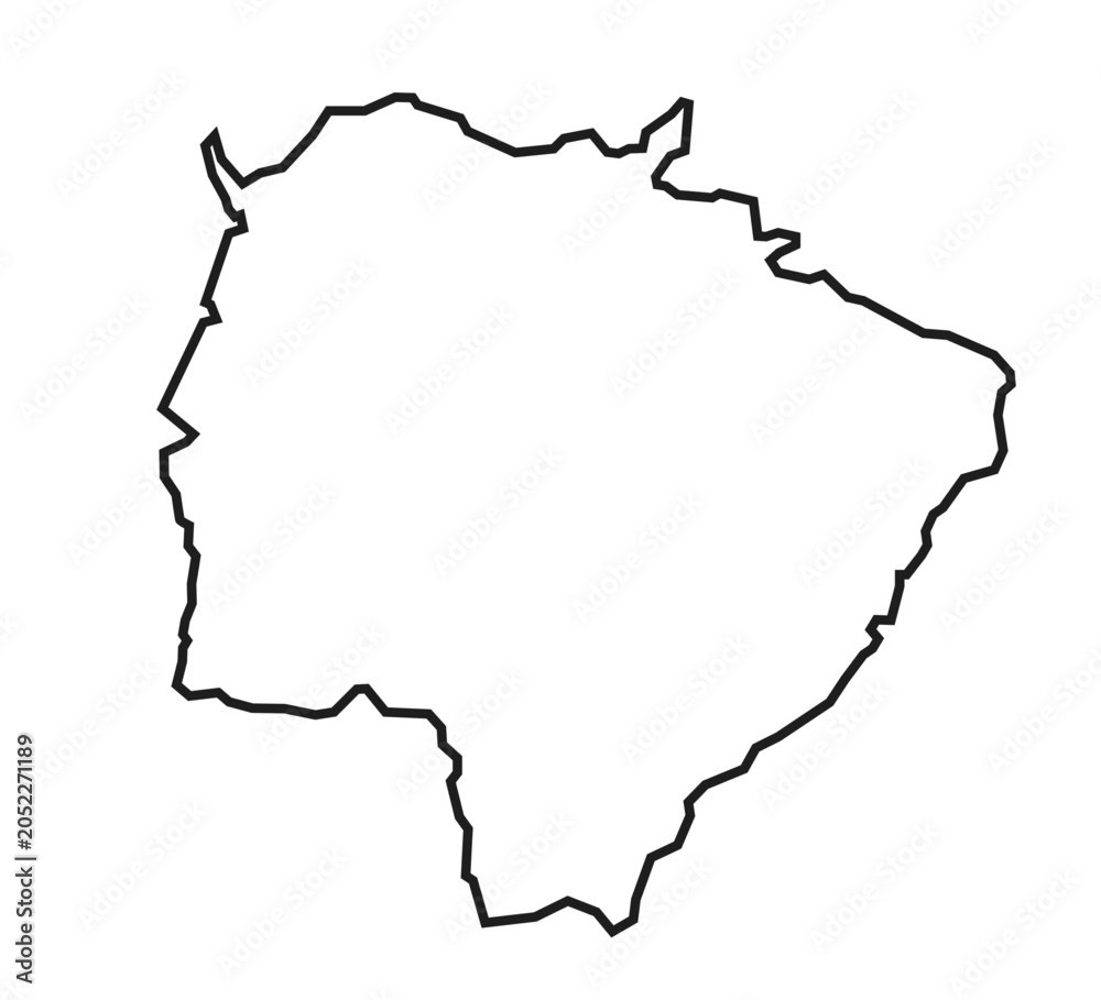 Fototapeta premium Mato Grosso do Sul state map with all municipality boundaries in clean outline style