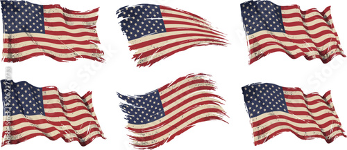 Tableau sur toile American waving flag collection