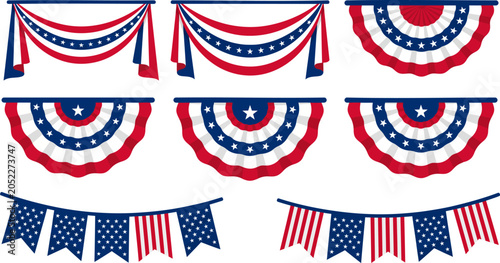 Tableau sur toile American flag bunting garland set