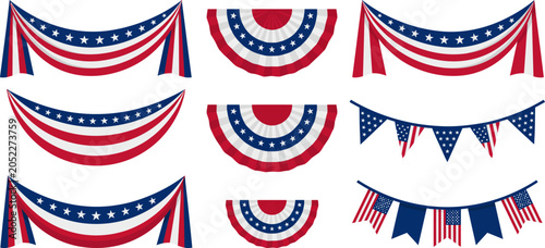 Bild auf Leinwand Patriotic flag swag and pennant set