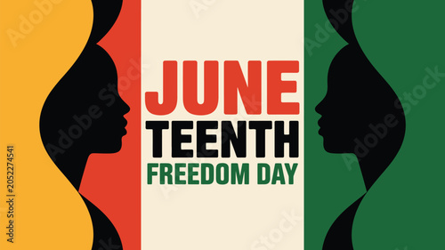 Φωτογραφία juneteenth freedom day poster with african american silhouettes pan african colo