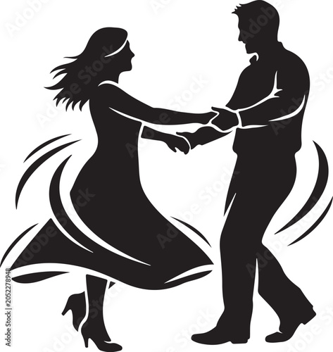 dancing couple in embrace elegant vector silhouette high quality professional detailed modern stylish