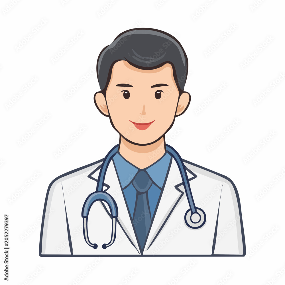 Fototapeta premium Cartoon Doctor with Stethoscope