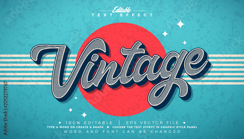 Quadro su tela Vintage Editable Text Effect Graphic Style with Retro 3d Typography Lettering on Grunge Background