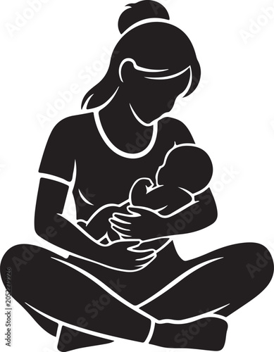 mother and baby silhouette black vector illustration on white background silhouette high quality