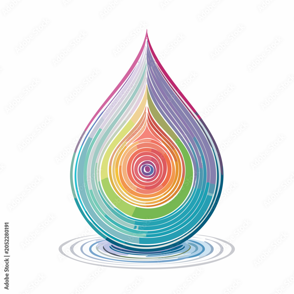 Naklejka premium Colorful Abstract Water Drop with Rainbow Hues