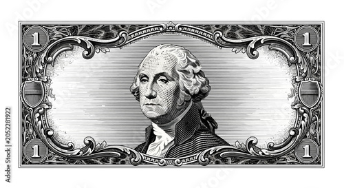 Photography George Washington on US Dollar Bill.