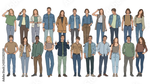Fotografía A diverse group of people standing together in casual clothing outdoors