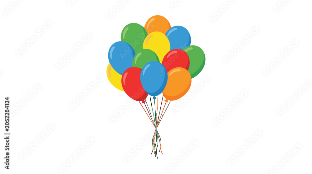Obraz premium Colorful helium balloons bunch isolated on white background
