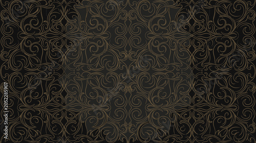 Foto Dark Brown Damask Pattern Texture.