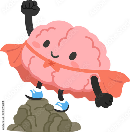 Superhero Brain Standing Proud on Mountain Peak