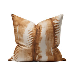 Boho brown tie dye throw pillow soft textile home decoration isolated on transparent background