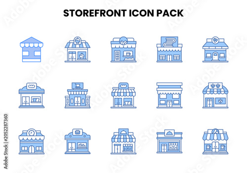 Photos Storefront Two Colour Collection Icons Pack