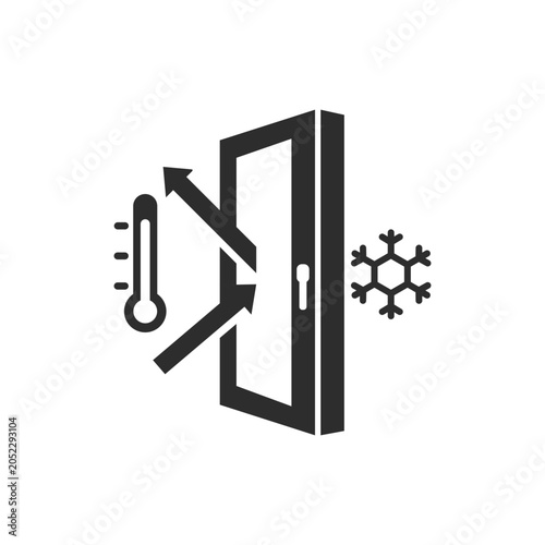 Heat Loss From Window icon. Monochrome black and white symbol