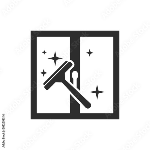 Washing the window icon. Monochrome black and white symbol