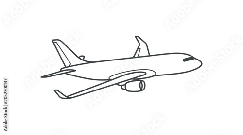 Tableau sur toile Airplane illustration, commercial jetliner line art, aviation and travel concept
