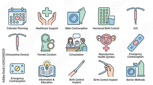 Bild auf Leinwand Various Birth Control Methods and Healthcare Options