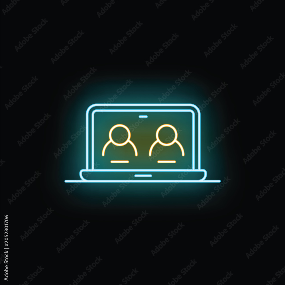 Fototapeta premium Laptop displaying two user profiles during a video call or online meeting