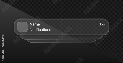 Photos Glassmorphism style notification UI elements with blur glass effect and liquid g