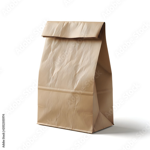 Brown paper lunch bag standing upright