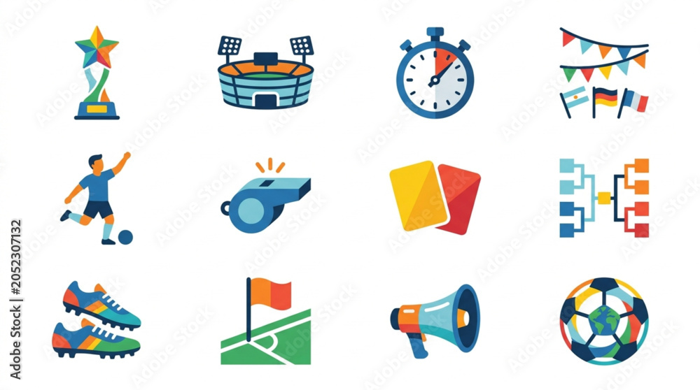 Fototapeta premium Soccer Stadium Sports Icons Set.