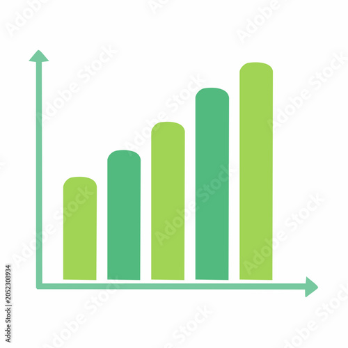 Green bar chart showing growth and progress