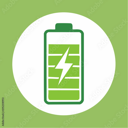 Green battery charge icon with lightning bolt
