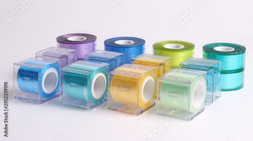 Transparent plastic storage containers with lids in pastel colors